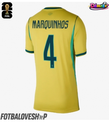 Brazílie Marquinhos #4 Dámské Domácí Dres MS 2026 Krátký Rukáv